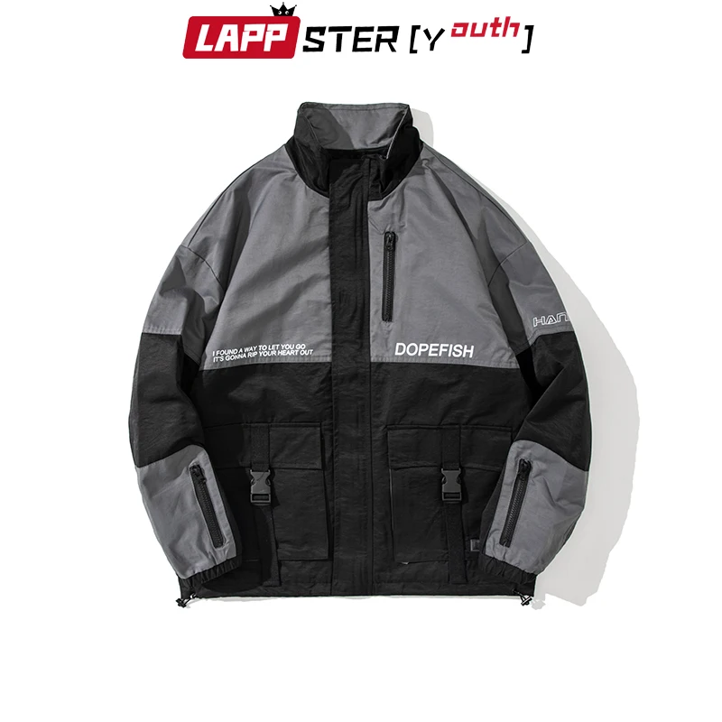 Мужская ветровка в стиле хип-хоп LAPPSTER повседневная куртка с лентами Харадзюку 2020