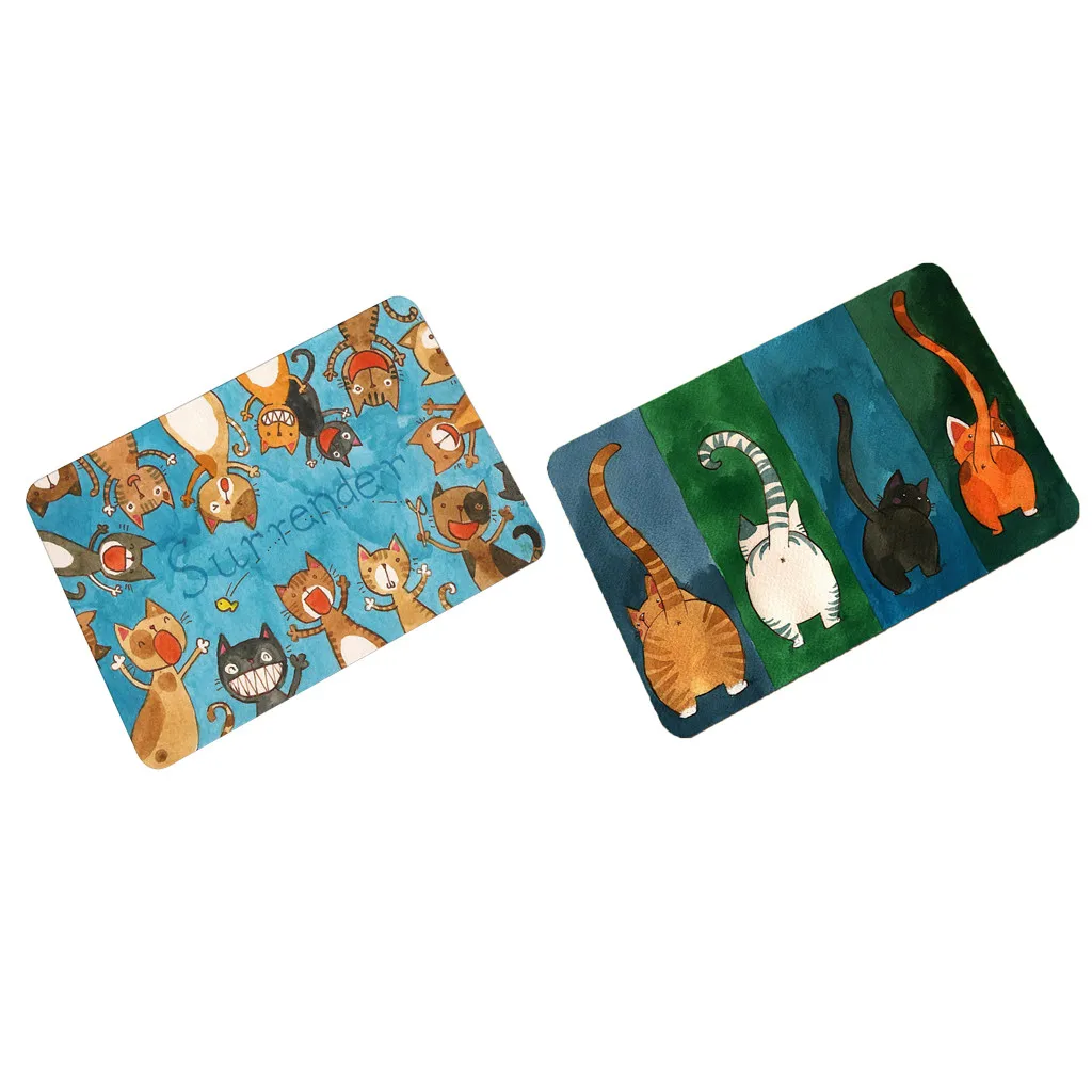 Cartoon Animal Cat Printing Doormat Flannel Home Decoration Non-slip Floor Mat Door 40x60CM Tapis de bain felpudo | Дом и сад