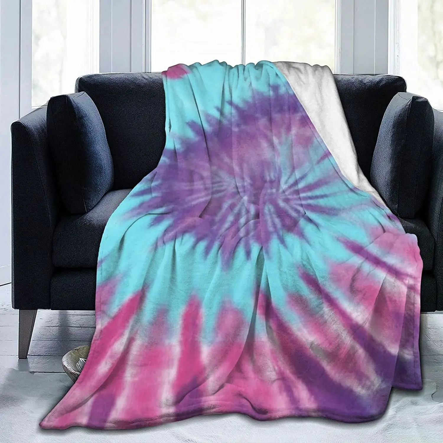

Tie Dye Soft Fleece Blanket Throw Blanket for Couch Bed Living Room Cozy, Warm and Lightweight,50×40 Inch