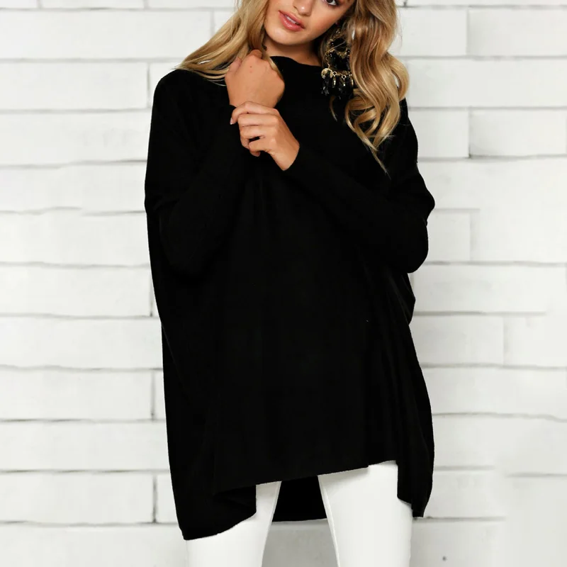 2019 новое осенне-зимнее свободное платье мини-платье модное однотонное с длинными