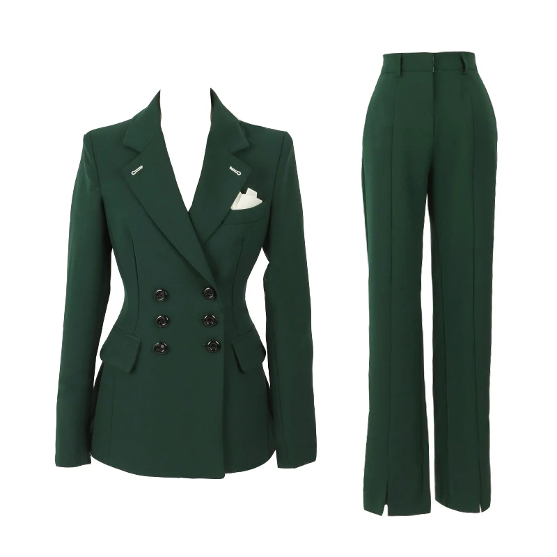 

fashion new arrival comfortable slim office lady pant suits temperamental Double breasted blazer and long pants solid pant suits