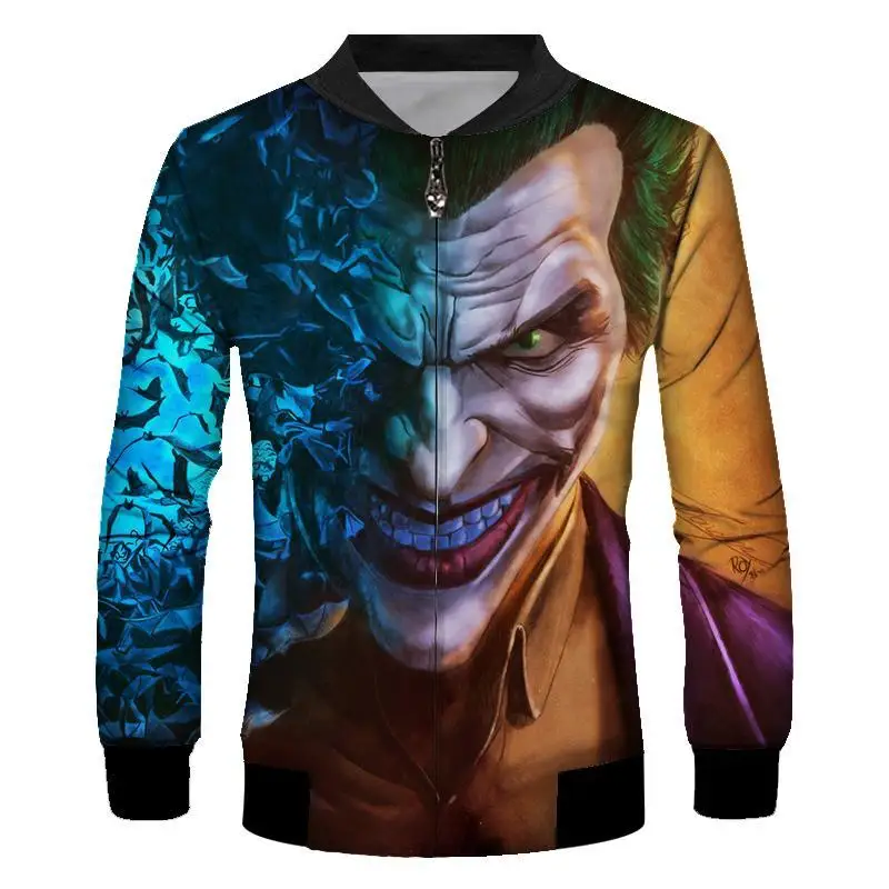 Мужская приталенная куртка на молнии повседневная бейсбольная клоуна с объемным