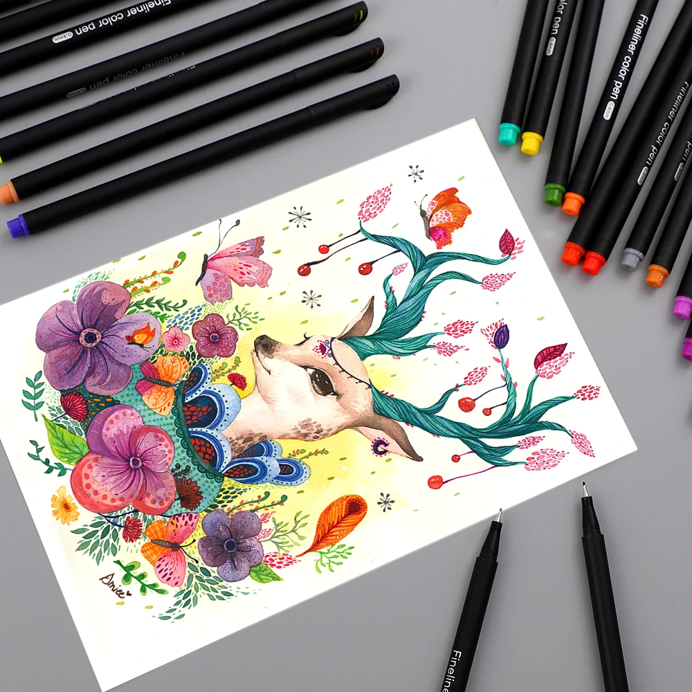 JIANWU ART5 100 шт./кор. 0 44 мм ручка для рисования Цвет арт крюк ход проведенными линиями