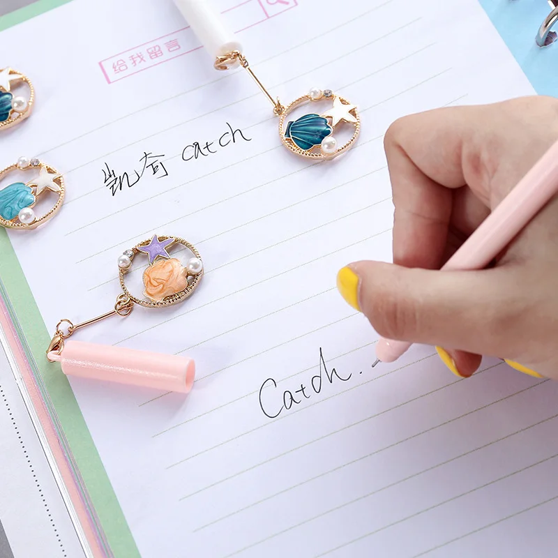 1 шт. Kawaii Морская звезда Гелевые Ручки Симпатичные Shell подвеска Pens нейтральные