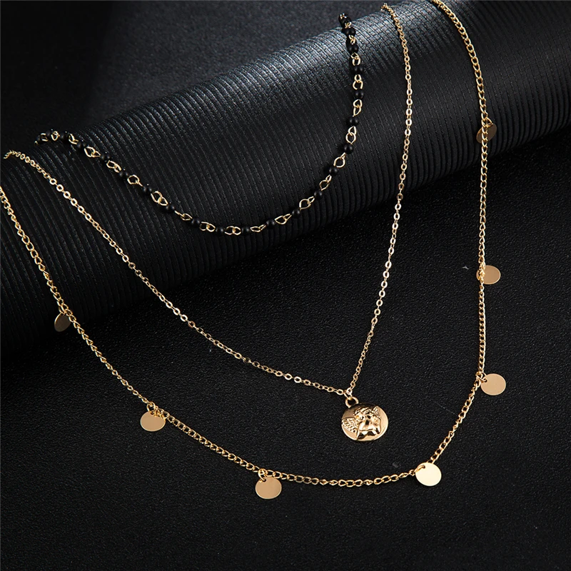 Tocona богемное многослойное ожерелье для женщин подвески золотого цвета бусины