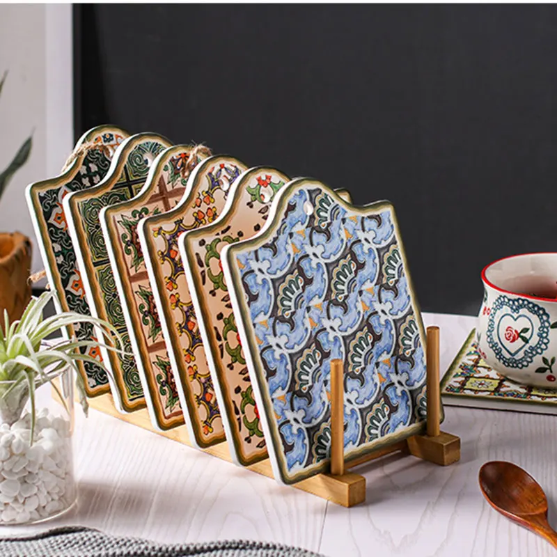 Cerâmica Marroquina Trivet Pote Titular Não-skid Isolamento Térmico Quente Almofada Caneca Cortiça Tapete Tigela Coasters Jdh88