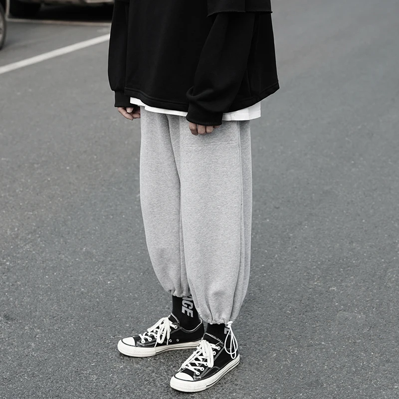 Autumn Joggers Pants Men Fashion Solid Color Casual Straight Pants Man Sweatpants Streetwear Hip Hop Loose Men Track Pants Male - Цвет: light gray
