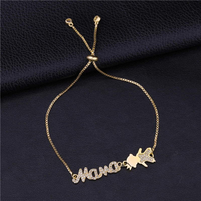 Дропшиппинг Ali Moda золото/серебро/Корона из розового золота для девочек и мальчиков очаровательный браслет регулируемые звенья цепи Mama браслет для женщин и детей - Окраска металла: Gold