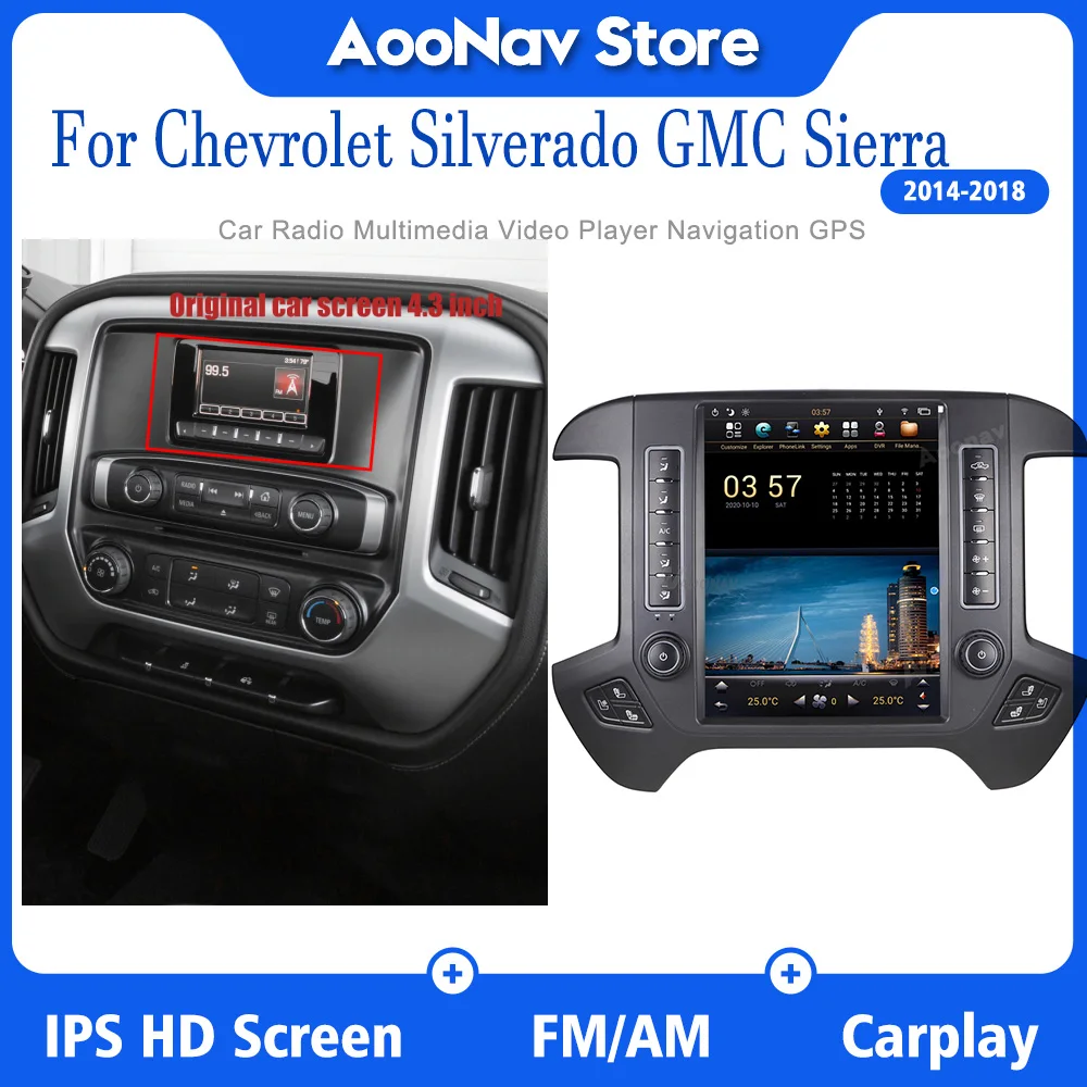 

Автомагнитола на Android 9,0 для Chevrolet Silverado GMC Sierra 2014-2018, GPS-навигатор, стерео экран Tesla