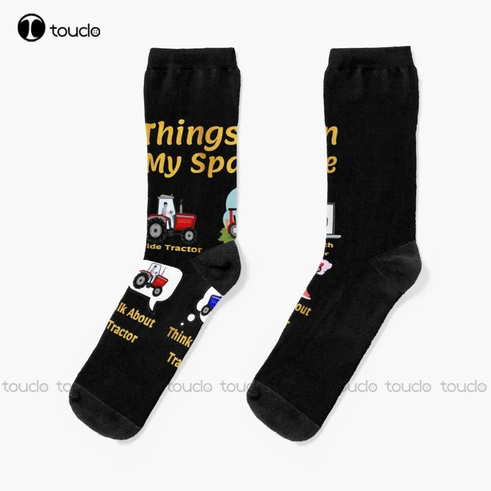 

Things I Do In My Spare Time Gifts For Tractor Lovers Socks White Socks Women Christmas New Year Gift 360° Digital Print