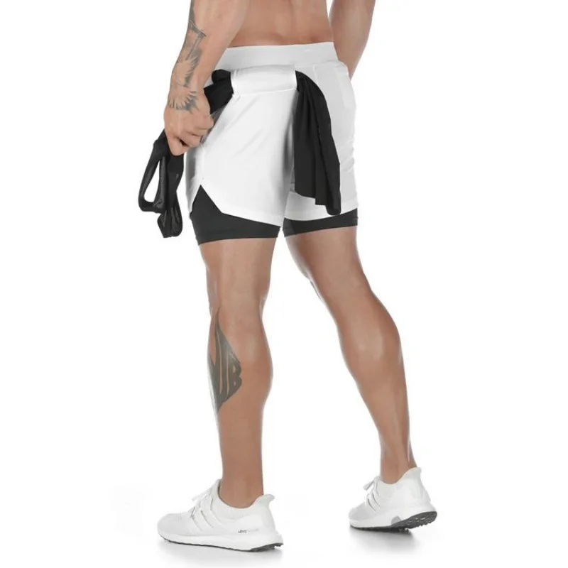 

Men's fitness shorts sports running two-in-one sports shorts with towel rack and phone bag suitable for jogging fitness
