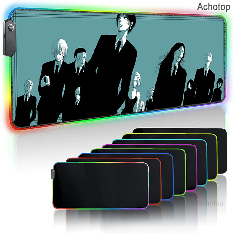 

Hunter X Hunter Mouse Pad RGB Popular Glowing Usb Led Mousepad Large Gamer Anime RGB Mouse Carpet Rubber Mouse mat with Backlit