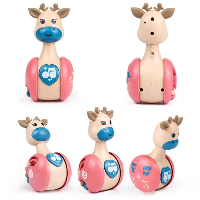 

Cartoon Giraffe Tumbler Doll, Sliding Tumbler Toy, Baby Rattles Toys For Children Kids Handle Educational Musical Dolls Bed Bell