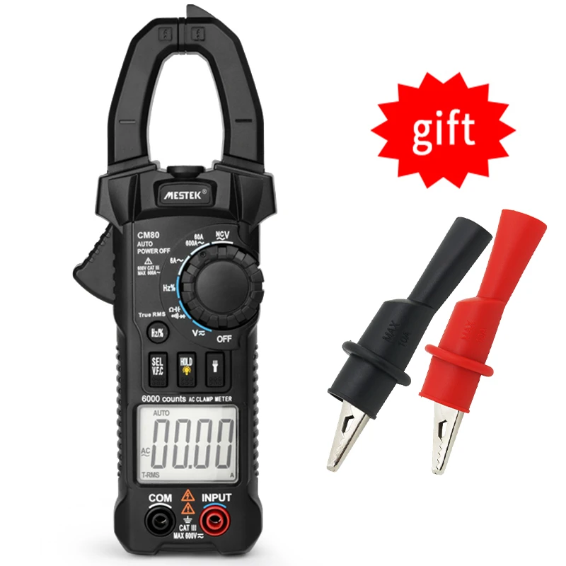 6000 отсчетов True RMS Цифровые токоизмерительные клещи переменного тока постоянный