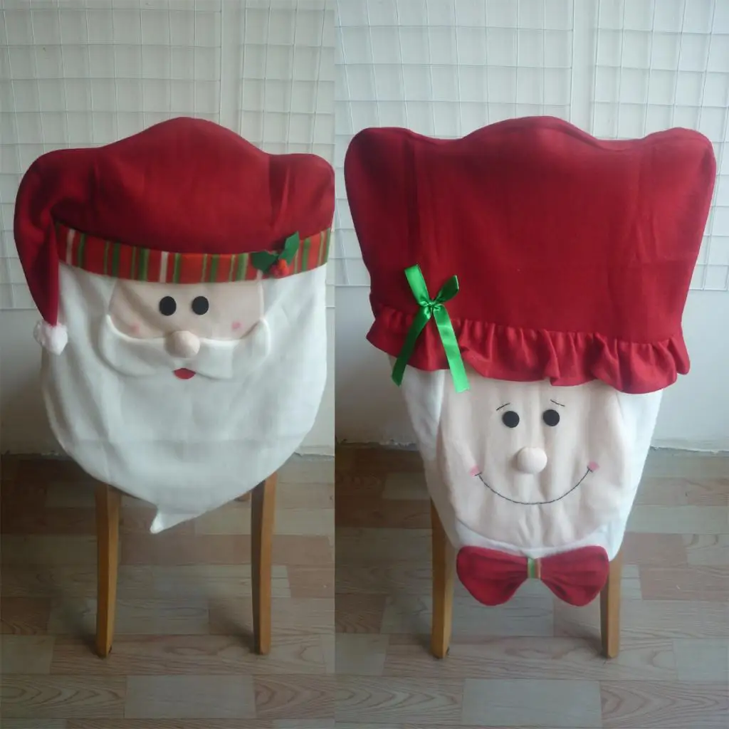 

Christmas Santa Pattern Chair Cover Banquet Dinning Cover Home Party Decor