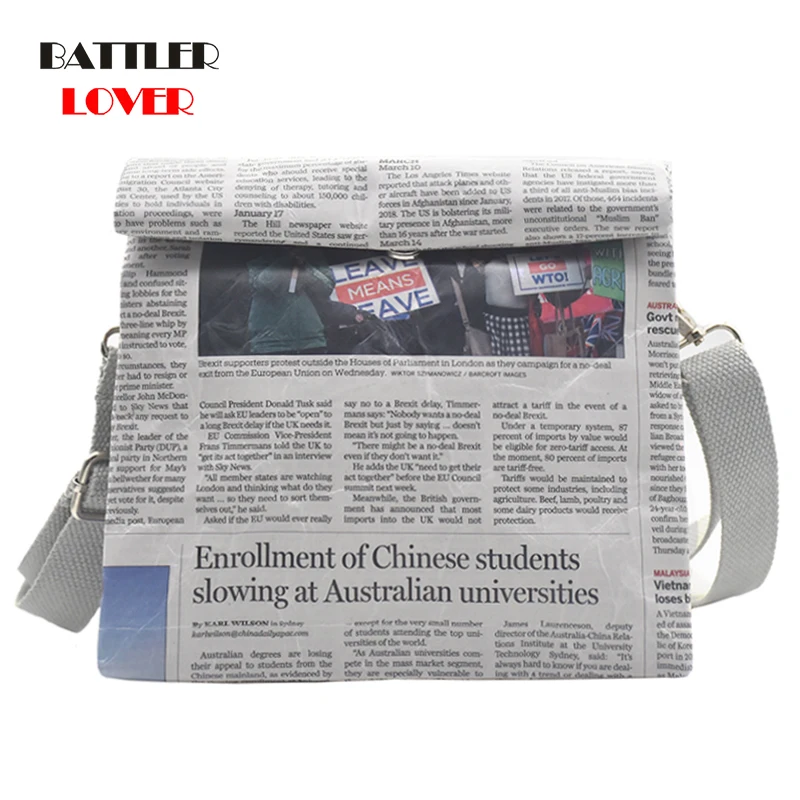 

New Design Canvas Shoulder Bag For Women 2021 English Newspaper Shopping Bags Students Book Bag Female Cotton Cloth Handbag Tote