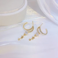 ydl new arrive temperament crystal star women earring bling zirconia minimalist exquisite stud earrings wedding bizuteria