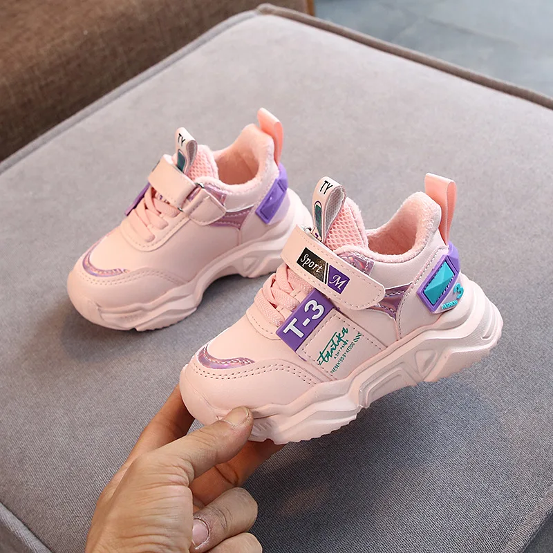 Детская обувь для девочек зимние теплые кроссовки с хлопком детские теннисные