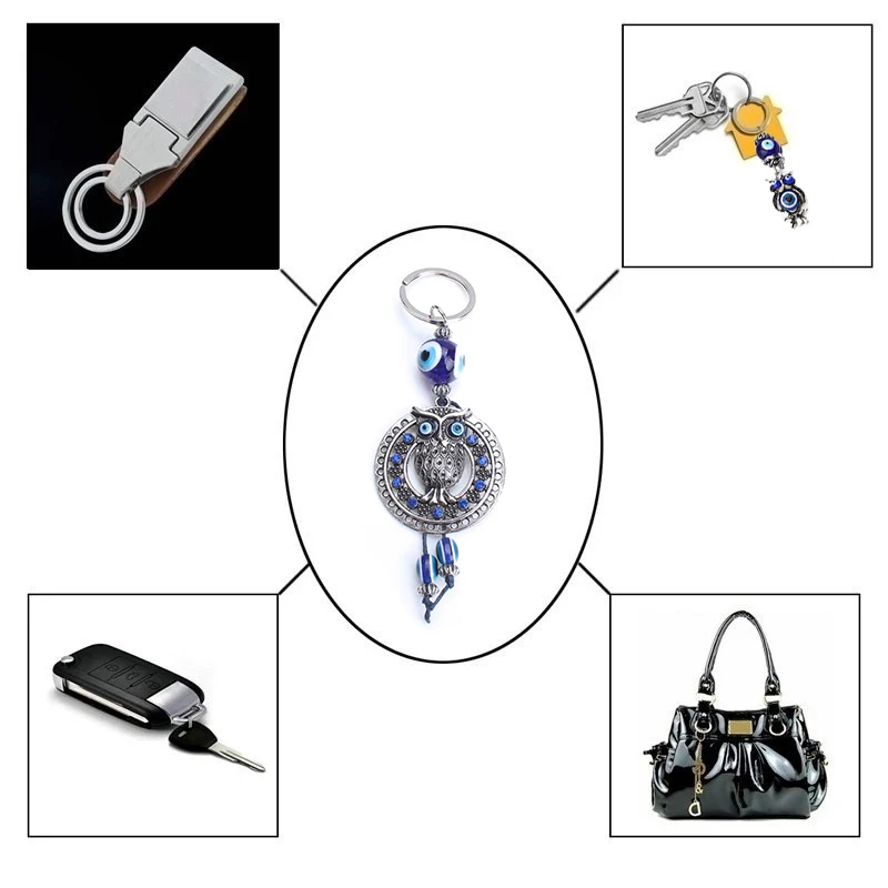 Night Owl Key Chains Blue Evil Eye Keychain Charms Fashion Nighthawk Pendent Unisex Backpack Ornaments Accessories | Украшения и