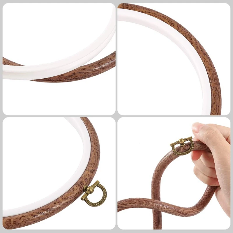 

4 Pcs Embroidery Hoops Set Cross Stitch Hoop Ring Imitate Wood Display Frame Oval Hand Embroidery Kits for Art Craft Sewing