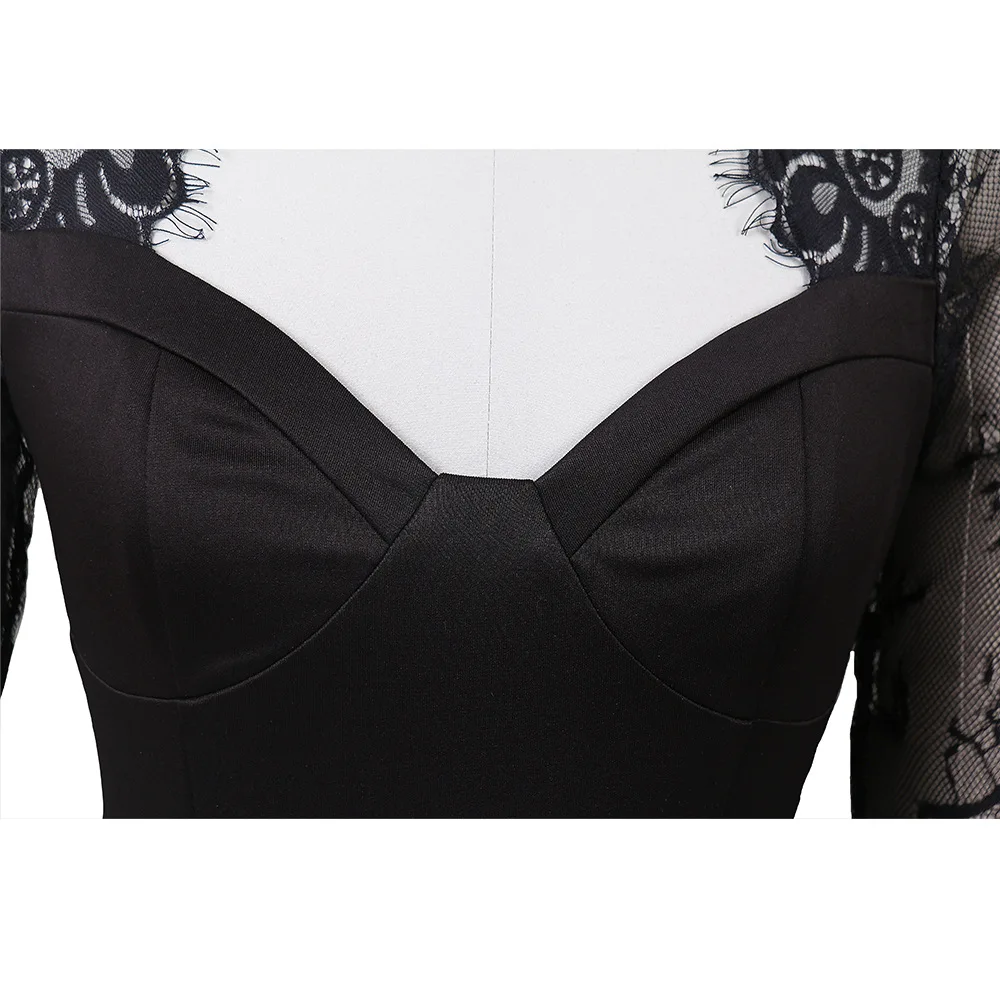 

BacklakeGirls Women Elegant Party Dress Ladies Sexy Slim Fit Bodycon Lace Cocktail Dresses New V Neck 3/4 Sleeves Vestidos