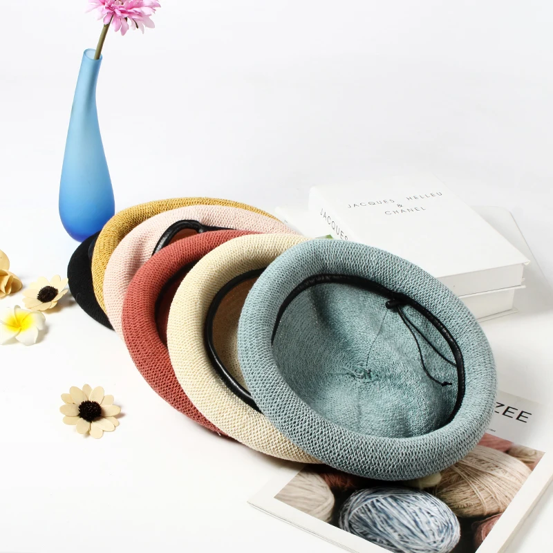VISROVER 6 Colorways Summer Best Matched Beret Female Soft Spring Hat Solid Color Best Matched Women Boina Gift Wholesales