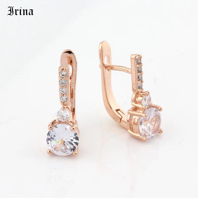 Женские серьги гвоздики Irina 2019 с фианитами цвета розового золота 585