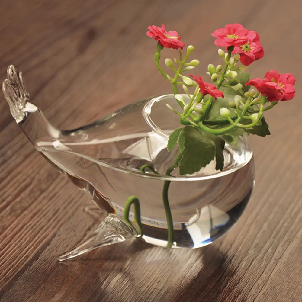 Милые украшения в виде Кита прозрачные стеклянные вазы модные домашние ремесла