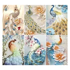 Алмазная 5d картина сделай сам, картина с вышивкой в виде животных, квадратная, круглая, с бусинами, цветы, павлин, блестящее украшение, подарок для хобби