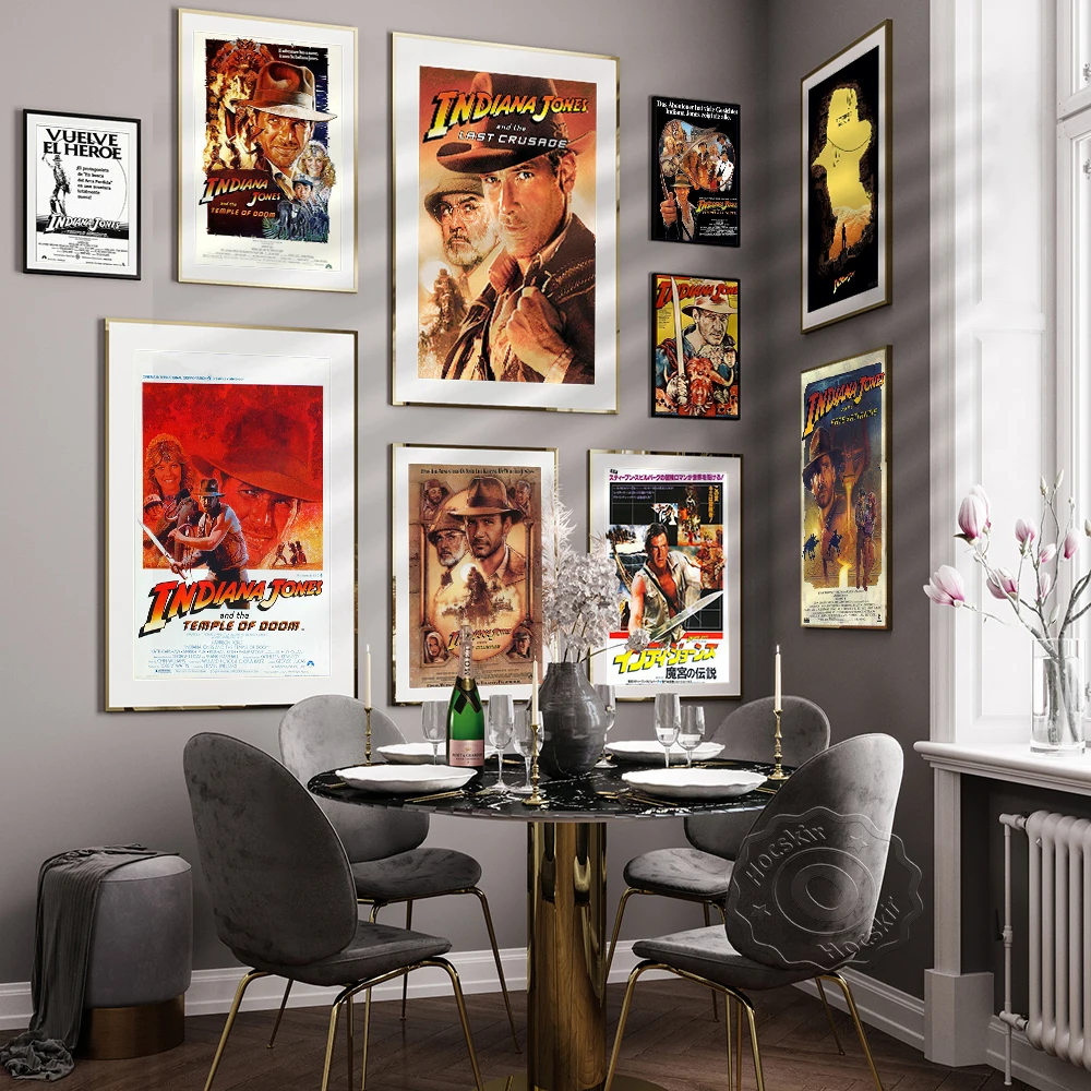 

Movie Indiana Jones Vintage Poster Wall Decor Characters Retro Pictures Canvas Art for Living Room Home Decorative Wall Stickers