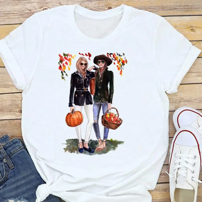 Футболка женская с принтом Симпатичные друзья стильная рубашка рисунком топ на