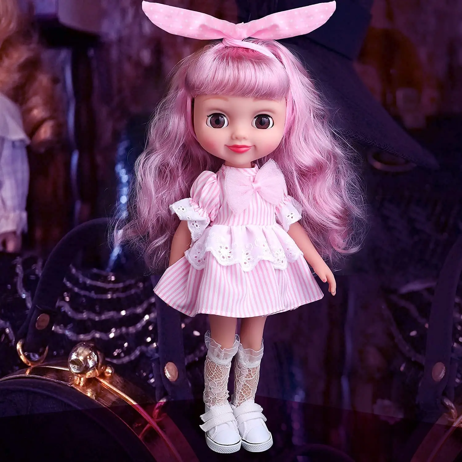 UCanaan 14 Zoll 35CM Mode Puppen Für Mädchen Mit Blink Augen Abnehmbare Zubehör Handgemachte Spielzeug Für Kinder Mit Geschenk box
