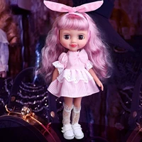 ucanaan 14inch 35cm fashion dolls for girls with blink eyes removable accessories handmade toys for kids with gift box