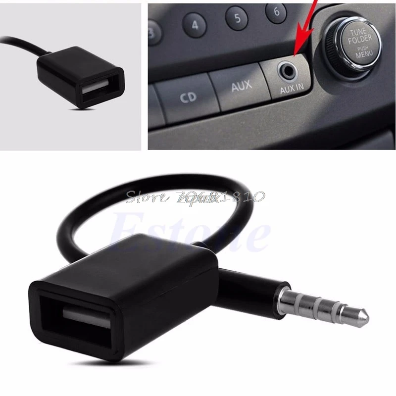 3 5 мм штекер AUX аудио разъем к USB 2 0 гнездо Кабель преобразователя Автомобильный MP3