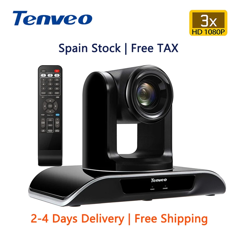 

[EU Stock] FREE Shipping 10 pcs Tenveo Ptz Video Camera VHD3U 3X Optical Zoom Video Conference Camera HD 1080p USB Output