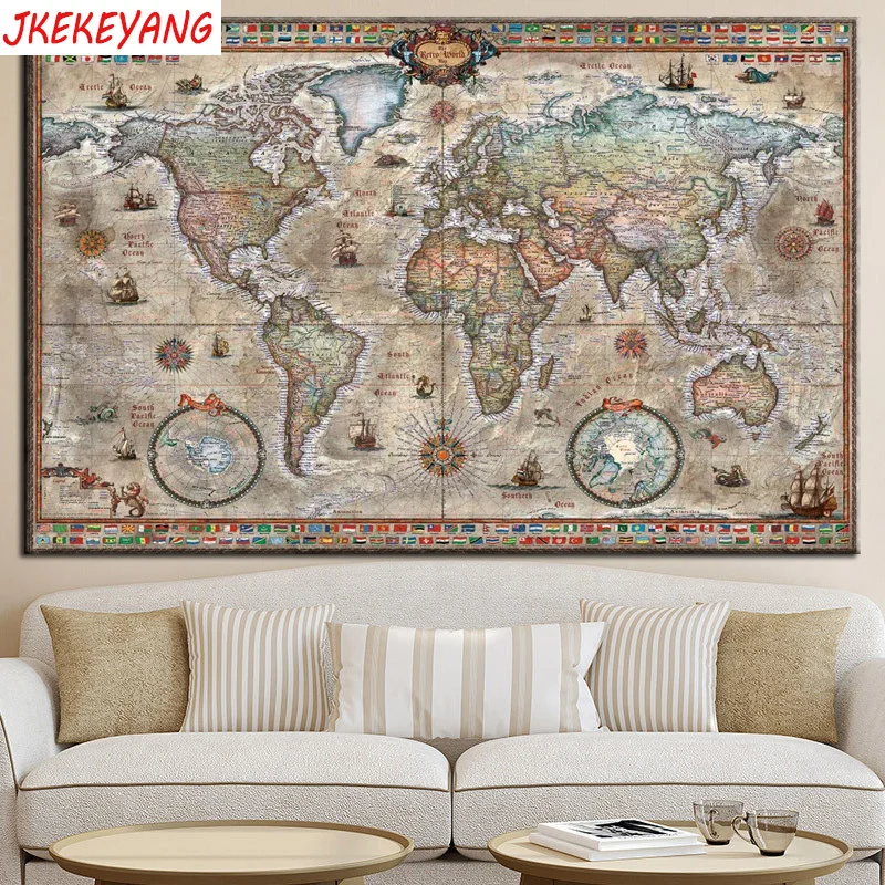 Алмазная 5D картина сделай сам полная выкладка Карта мира вышивка крестиком