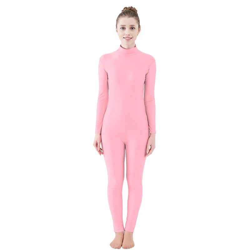 Pink Ensnovo, Женский балетный комбинезон Yogo, длинный рукав, водолазка, костюм, лайкра, нейлон, спандекс, Одежда для танцев, боди, спортивные комбинезоны - Цвет: Pink