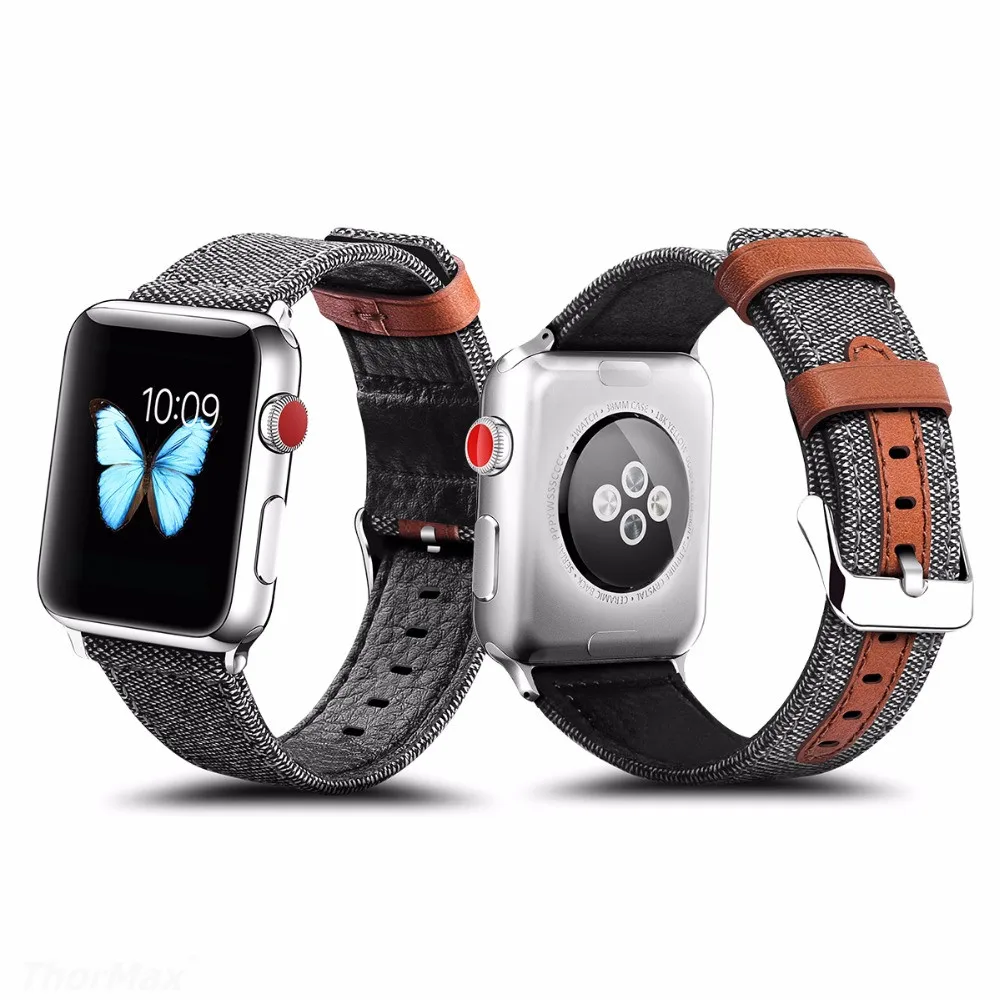 Для Apple Watch 5 ремешок 40 мм 44 мм спортивный хороший кожаный тканевый браслет для мужчин/девочек для iwatch серии 4 3 38 мм 42 мм