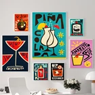 Мультяшные забавные постеры для еды, рисунок клуба, кофе, пиццы, суши, рамен, бургеров, Картина на холсте для клуба, бара, магазина, кухни