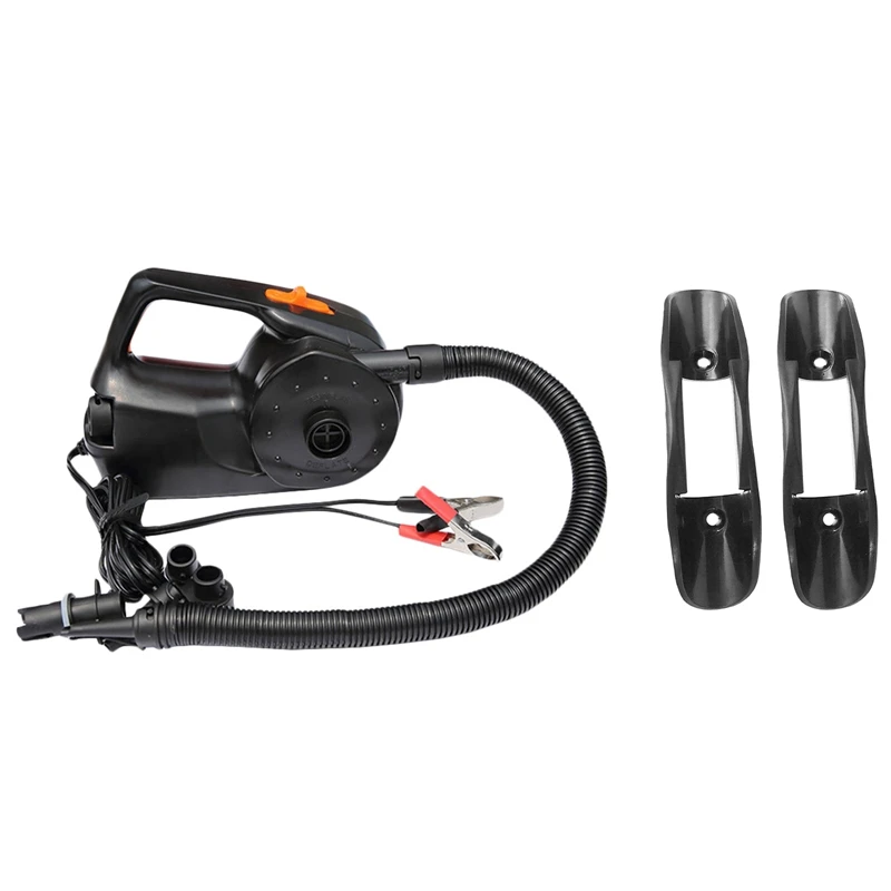 

1x 12V 100W Car Rechargable Pump Electric Inflatable Air Pump & 2x Outdoor Kayak Paddle Holder Dinghy Rods Fixed Buckle