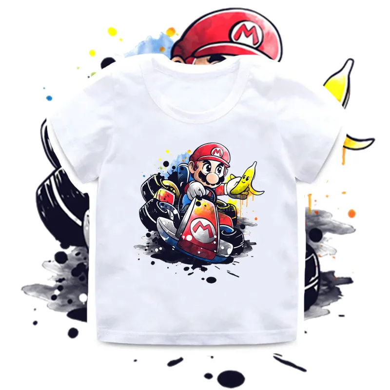

2020 New Summer Baby Boys T shirt Super Bros Game Print Kids T-Shirts Funny Cartoon Children Girls Clothes,HKP5363