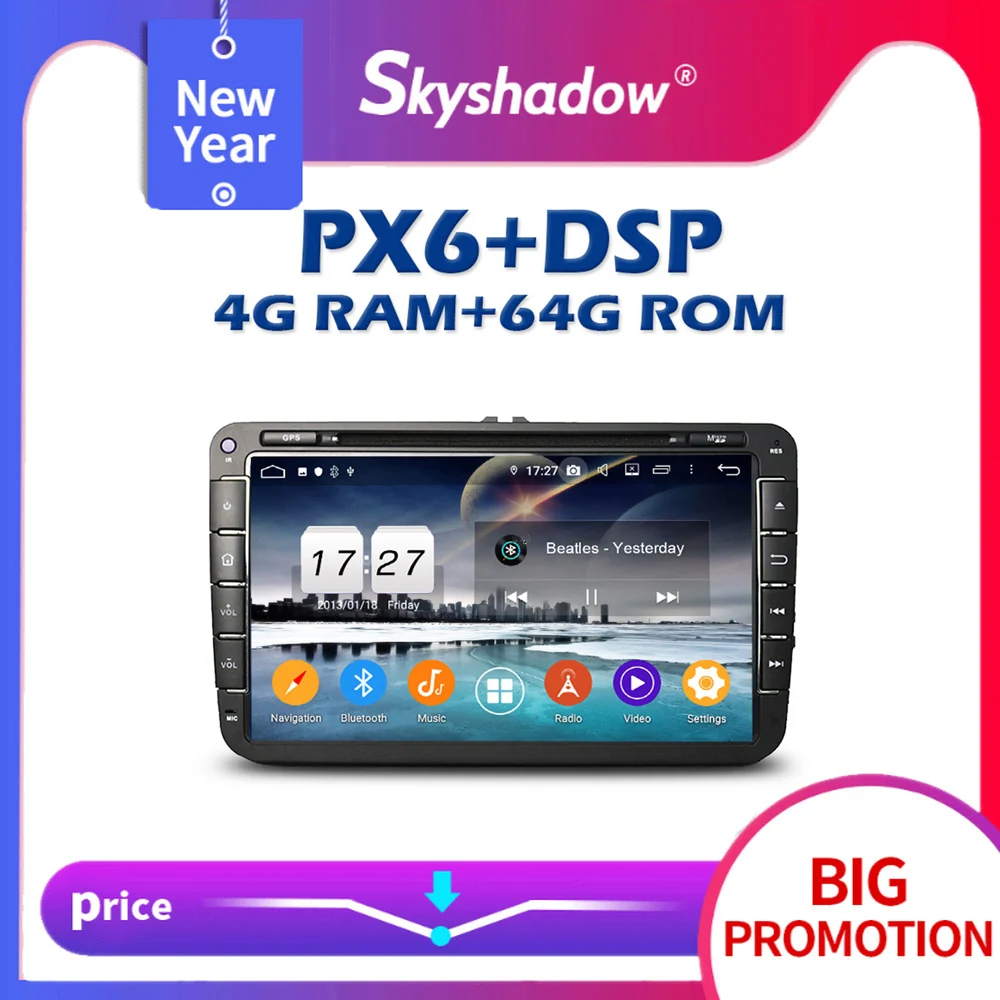 Автомобильный DVD-плеер 720P PX6 DSP IPS android 11 4 Гб + 64 GPS карта автомобильное радио Wi-Fi