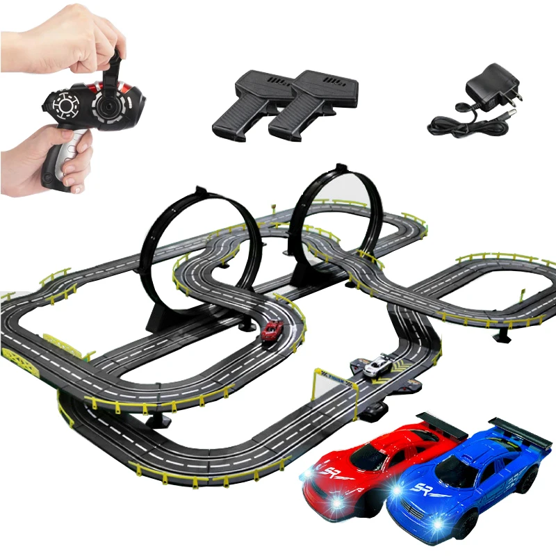 

1:43 Slot Car Electric Rail Car Remote Control Car Competitive Toy Car Double Race Car Manual Power Generation Children's gifts