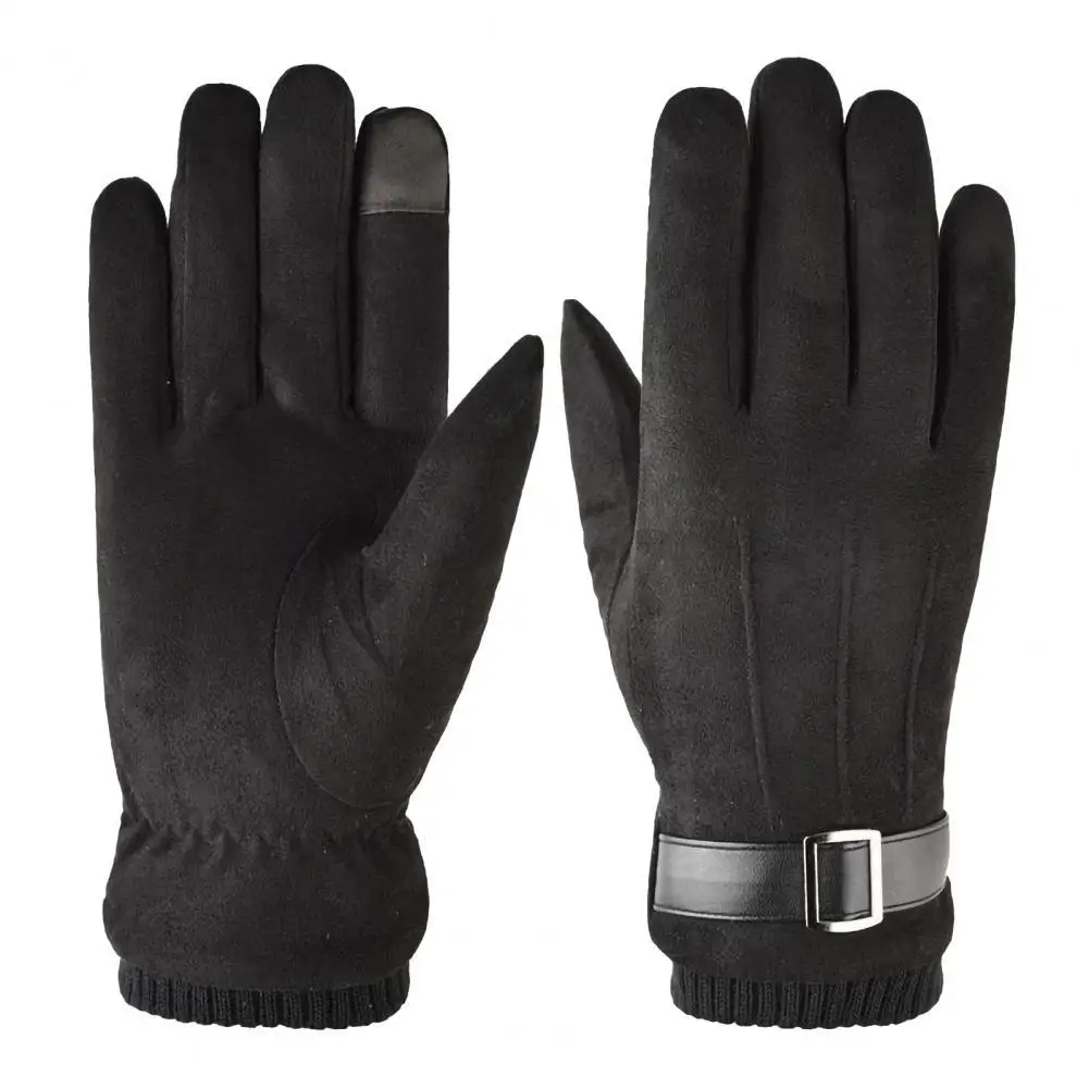 

Перчатки для верховой езды мужские, теплые хлопковые митенки с пальцами, для сенсорных экранов, для вождения, зимние утепленные, 1 пара