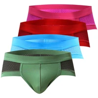 4pcs underpants man briefs gay jockstrap mesh underwear for men brief modal low waist mens thong bikini sexy u pouch panties lot