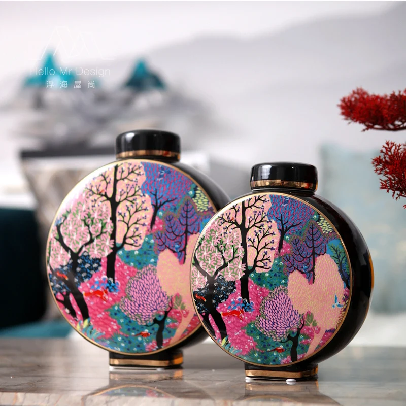 

Modern geometric painting ceramic decoration storage tank living room TV cabinet corridor wine cabinet Technology