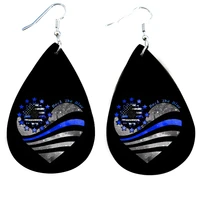 new patriotic autism us flag teardrop earrings 4th of july faux leather earrings gift for women