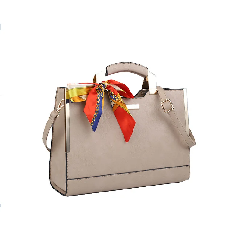 

Solid Color PU Ladies Elegant Portable Tote Bag City Simple Shoulder Messenger Bag