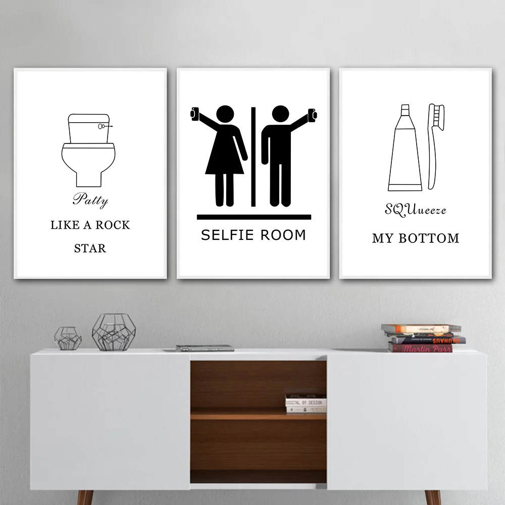 

Wall Art Canvas Painting Abstract Painting Poster Posters And Prints Toilet Sign Quotes Bathroom Minimalist Paintings Pictures
