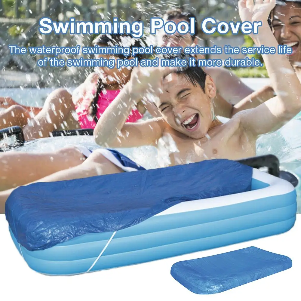 

262 * 175CM Swimming Pool Cover Square Dustproof Rainproof Thickened Pool Cover Protector Inflatable Swimming Pool Dust Cover